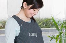 pregnant woman japanese alamy stock young