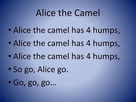 Alice the camel has five humps with lyrics kids action song children love to sing. PPT - Pourquoi PowerPoint Presentation, free download - ID ...