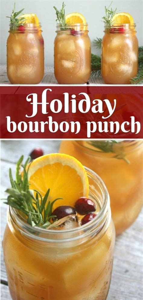 This drink is sure to raise the glass this christmas season. Bourbon Holiday Punch | Recipe | Bourbon punch, Holiday drinks alcohol, Christmas cocktails recipes