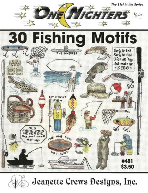 Free stitching pattern creator and generator. 30 Fishing Motifs One Nighters of Cross by ...