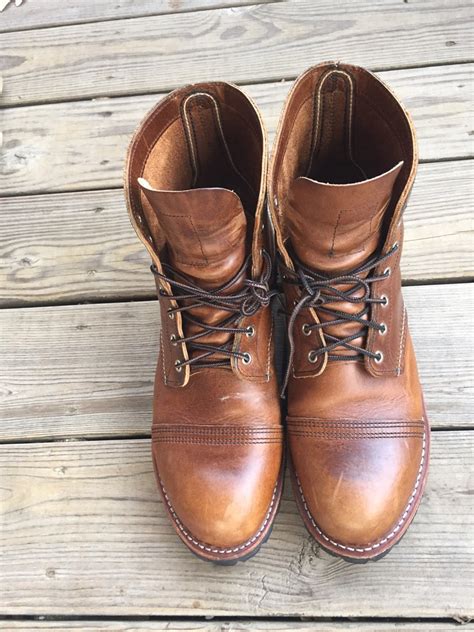 The rough and tuff copper iron ranger leather is very nice looking. Red wing 4556 brooks brothers Cactus/antique brown leather ...