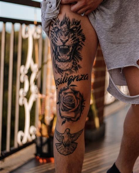 Anklet tattoos leg tattoos body art tattoos sleeve tattoos future tattoos tattoos for guys tattoos for women diy tattoo americana tattoo. Tiger Resilienza Rose Dove | Cool shoulder tattoos, Leg ...