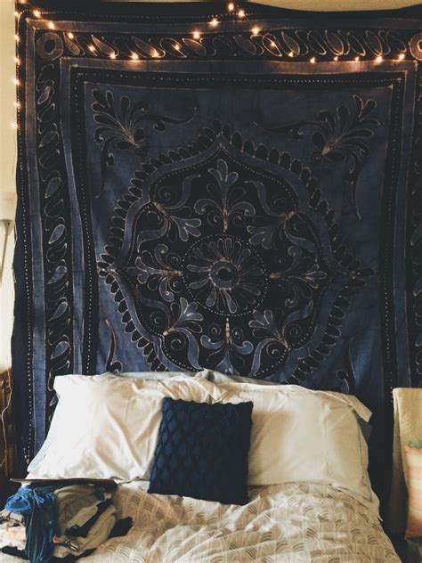 Favorite college dorm room ideas dorm lighting. My friends dorm room - love the mystic blue and dreamy lights on top | Dorm room, Bed pillows ...