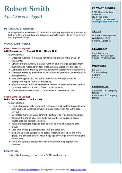 Free microsoftord resume template projects to try download. Fleet Service Agent Resume Samples | QwikResume