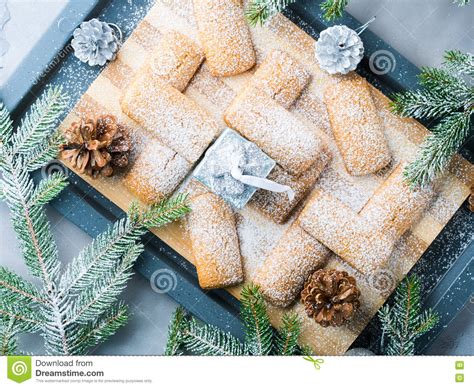 Some of the most impressive ones just take a little preparation. Winter Cookies With Icing Sugar For Christmas Snack Stock ...