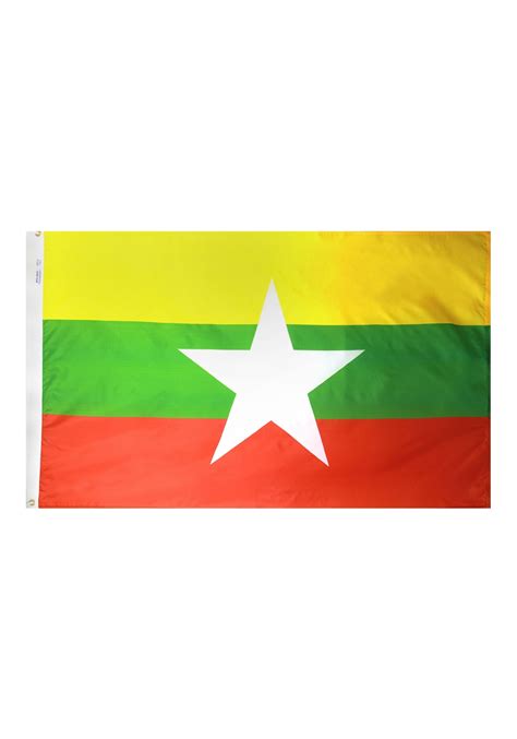 Myanmar and turkmenistan flag waving in the wind against white cloudy blue sky together. 4x6 ft. Nylon Myanmar (Burma) Flag Pole Hem Plain