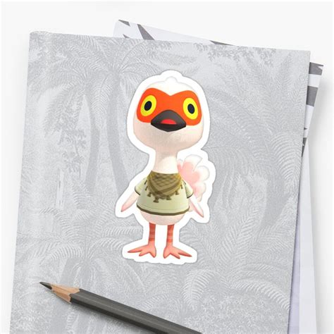 His japanese name literally means ibis, and the crested ibis has pink plumage as opposed to the black wingtips of the crane. "Cranston Animal Crossing New Horizons" Sticker by ...