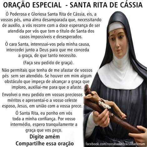 Que tenhamos paciência para com eles e as condições. St. Rita de cassia | Oração de santa rita, Oração