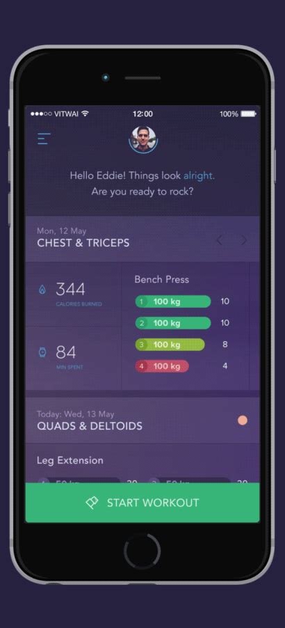 Use your heart to learn about your health. Workout Book - workout tracking app concept on Behance