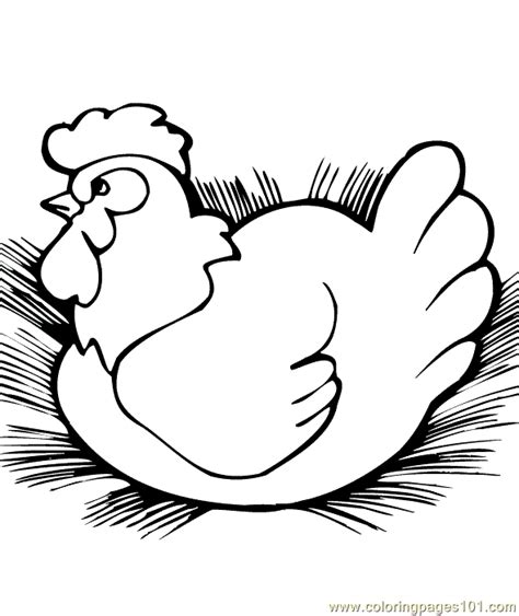 Chickens and roosters coloring book a unique collection of. Coloring Pages Sitting hen (Birds > Chicks, Hens and ...