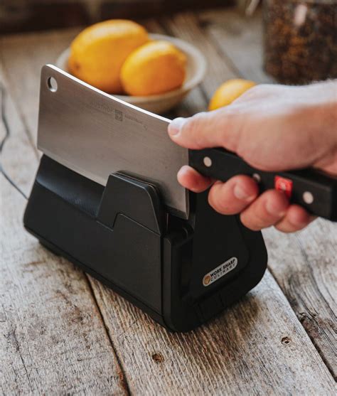 There's a big difference between running your knife along a sharpening but unless an edge is bent or chipped, sharpening a pocket knife, a kitchen knife or even a cleaver is pretty simple. E4 Electric Kitchen Knife Sharpener Package - Club Chef Store