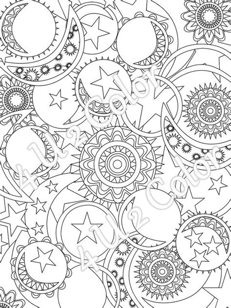 Suitable for all types of coloring media, including Sun Moon Stars 1 coloring page sun moon & stars | Etsy