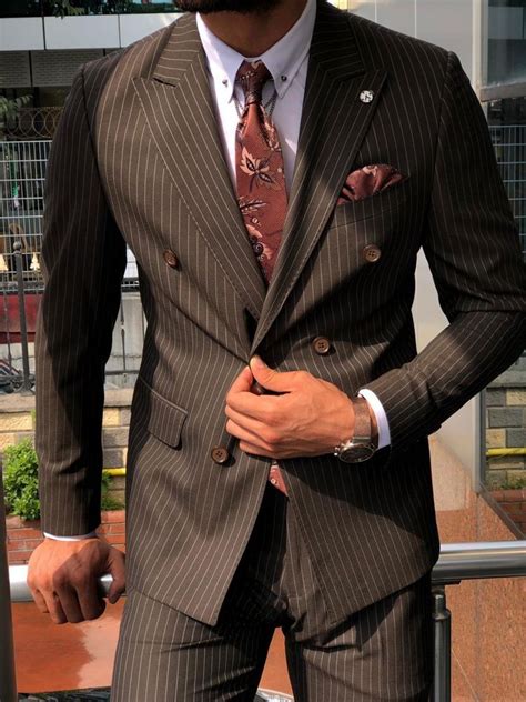 Visit the moores clothing at 616 gardiner's rd. Kingston Brown Double Breasted Striped Suit - brabion ...