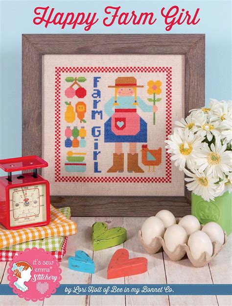 Free cross stitch patterns are easy to save and print out for use in creating lovely home decorations and gifts. Happy Farm Girl - It's So Emma Stitchery - Cross-Stitch ...