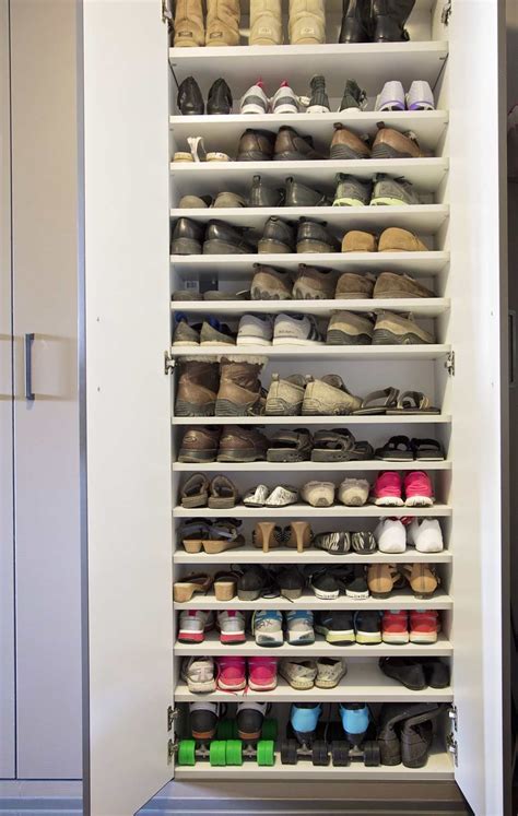 This option is ideal if you live with multiple people (and especially if some of those people are children). The Shoe Storage Ideas That Maximizes Home Space | Garage shoe storage, Entryway shoe storage ...