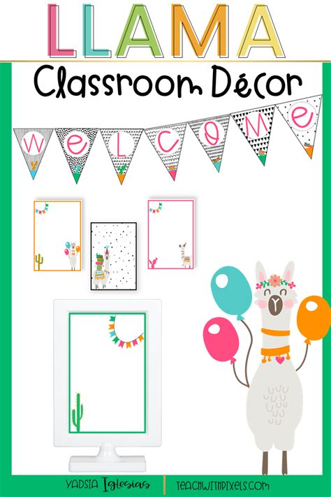 Llama name game for your next llama cactus themed birthday party! LLAMA Classroom Decor Theme EDITABLE with Cactus ...