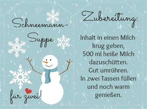 Die beschenkten müssen nur noch den inhalt der glasflasche in einen becher tun und mit heißer milch übergießen. Schneemannsuppe (= heiße Trinkschokolade) - Rezept und ...