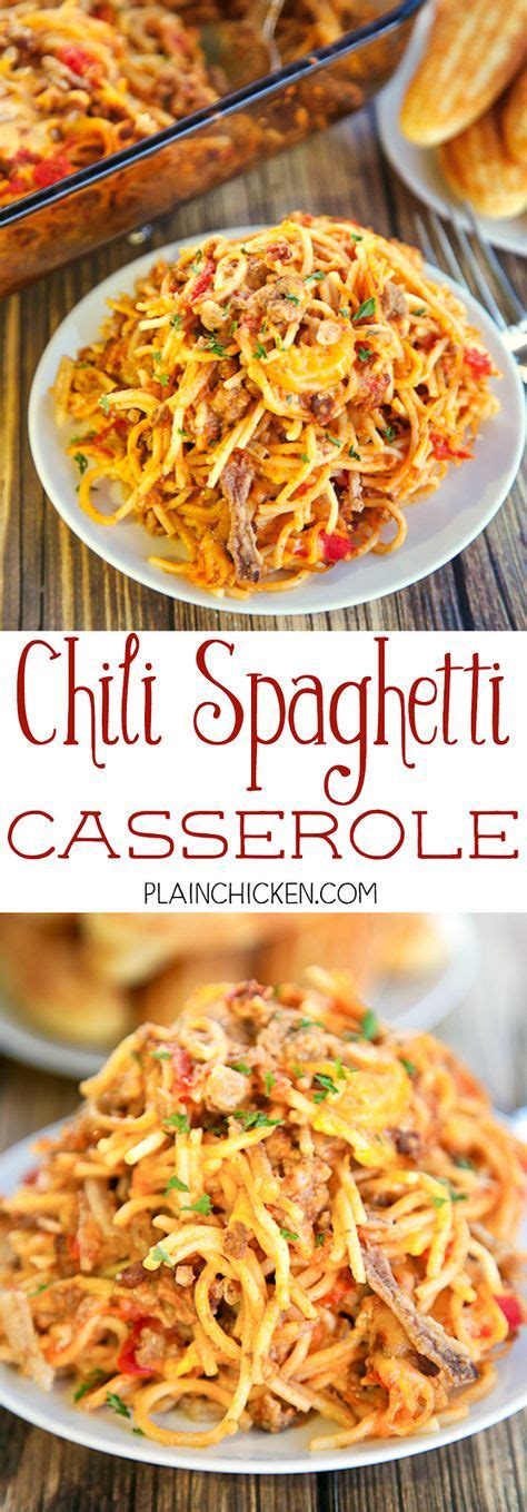 This recipe is very similar to. Chili Spaghetti Casserole - comfort food at its best! Spaghetti, hamburger, onions, garlic ...