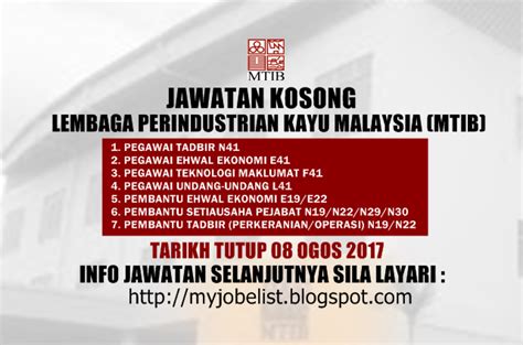 Menteri di jabatan perdana menteri, datuk seri takiyuddin hassan berkata, graduan akan mendapat pengiktirafan mengikut kategori yang tersenarai. Jawatan Kosong di Lembaga Perindustrian Kayu Malaysia ...
