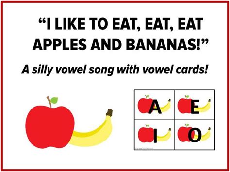 Abigail flesch connors' new book shake, rattle, and roll is full of infant and toddler activities, focusing on how music activities for. Apples and Bananas Vowel Cards, kindergarten music and ...