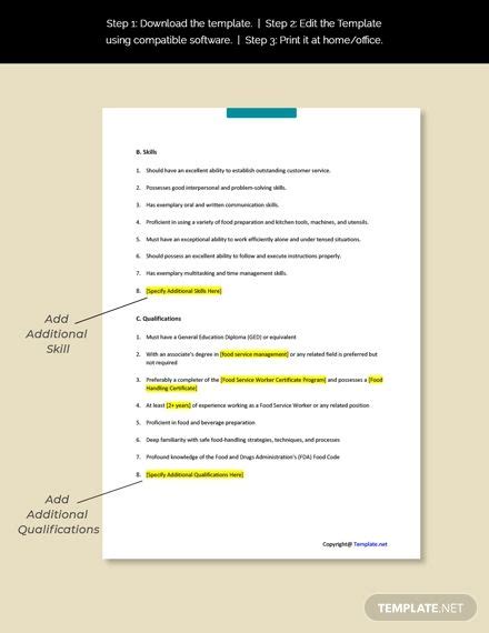 Check spelling or type a new query. Food Service Worker Job Description Template [Free PDF ...