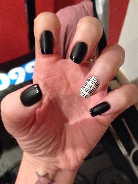 Plus they gave me some small nail gems! Matte black tip nails | Nails, Nail tips, Nail art