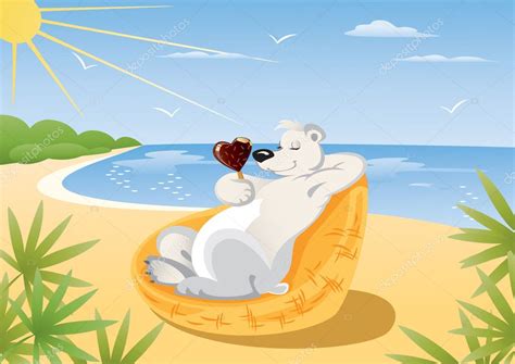 Image de la catégorie illustration de l'ours polaire avec i love planche de surf de l'été en prenant selfie à la plage image 41135655. Ours polaire sur la plage — Image vectorielle ivolga108 ...