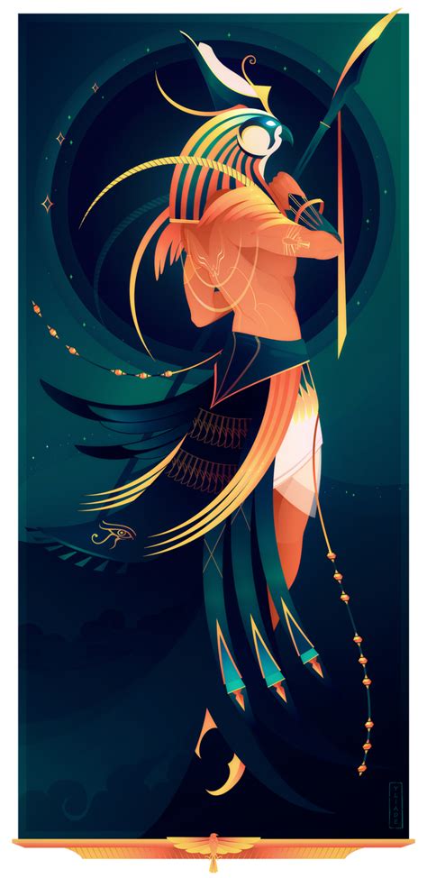 Egyptian gods of anubis with jackal head and horus with head of falcon, scarab amulet with wings and sun in paws. Horus ~ Egyptian Gods by https://www.deviantart.com/yliade ...