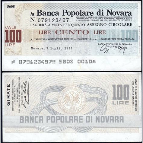 ★ banca on line ★ novara, piemonte ★ italia ★ sanpaolo imi s.p.a. Italie - Miniassegni - La Banca Popolare di Novara - 100 ...