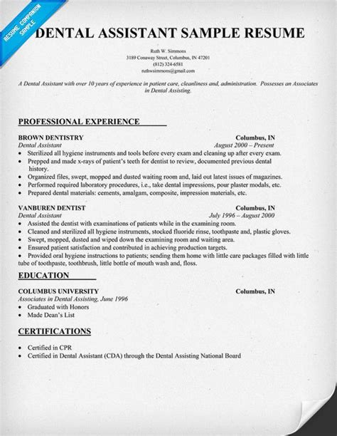 Check spelling or type a new query. Dental Assistant Resume #dentist #health (resumecompanion ...