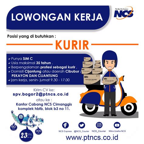 Lowongan kerja, lowongan kerja 2021, lowongan kerja terbaru, lowongan kerja cikarang loker via email smk/sma. Lowongan Karir di PT. NCS - kunjungi website baru kami NCSkurir.com