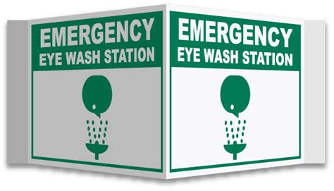 It includes a mount and two 1000ml bottles of eye wash solution. 3-Way Emergency Eye Wash Sign D4567 - by SafetySign.com