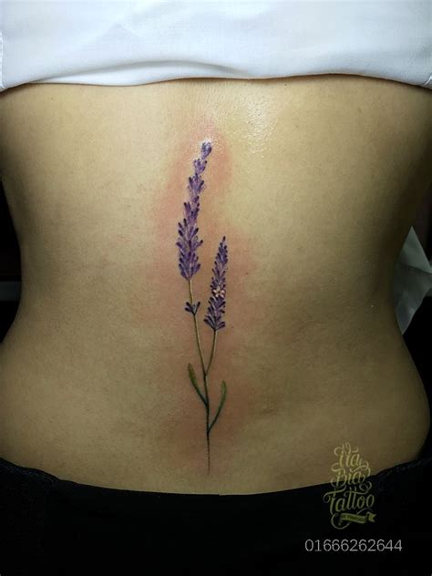 Hình xăm sau lưng cho nữ. Lavender tattoo, hình xăm hoa oải hương,hình xăm cho nữ ...