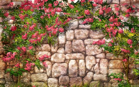 See more ideas about floral wall art, flower wall art, floral wall. Stone Wall and Flowers HD Wallpaper | Background Image ...