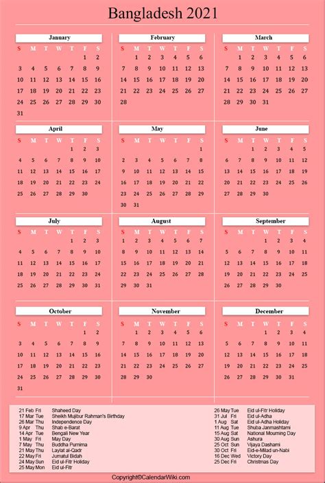 Public holidays in malaysia 2020. Printable Bangladesh Calendar 2021 with Holidays [Public ...