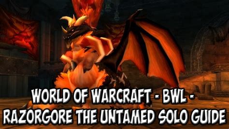 He can be found in the vault of the shadowflamewhere he resurrects his sister onyxiawho makes up the first phase of the fight. World of Warcraft - Blackwing Lair: How to solo kill first boss - Razorgore the Untamed - YouTube
