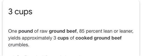 Beans (string) 1 pound = 4 cups chopped: How many cups cooked ground beef equals 1 pound - THREE ...