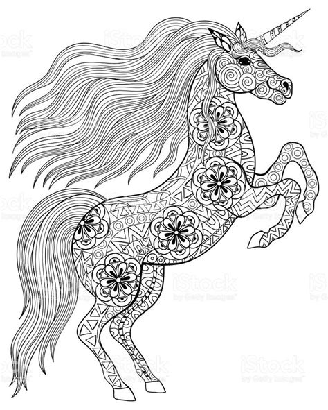 Cute unicorn vector clip art. Hand drawn magic Unicorn for adult anti stress Coloring Page with... | Malvorlage einhorn ...