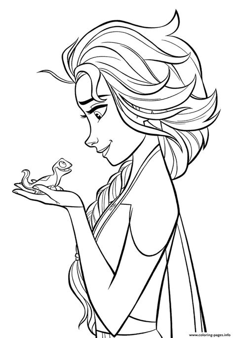 Print Elsa and Lizard Bruni Frozen 2 coloring pages | Elsa coloring pages, Disney princess ...