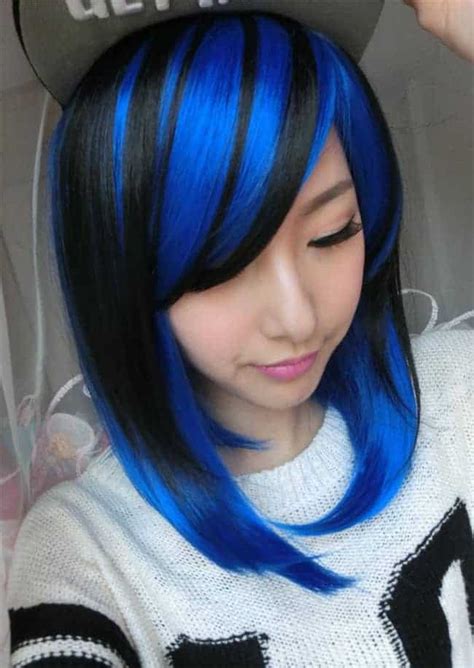 Everything you need to know about dying and maintaining colored hair at home. Top 25 Blue Hair Streaks Ideas for Girls - SheIdeas