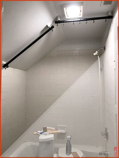 If you don't want to drill the ceiling, after assembling the screens, hang them on adhesive hooks or sticky wall hooks, which are. diy angled ceiling shower curtain rod - AMBLER HARMON ...