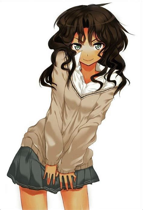 Why don't anime characters have curly hair? anime tanned girl with brown hair and dark brown eyes ...
