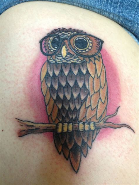 This style of tattooing is becoming increasing Traditionalish owl. Tattoos By Wojo Stanton, Mi. | Tattoos ...