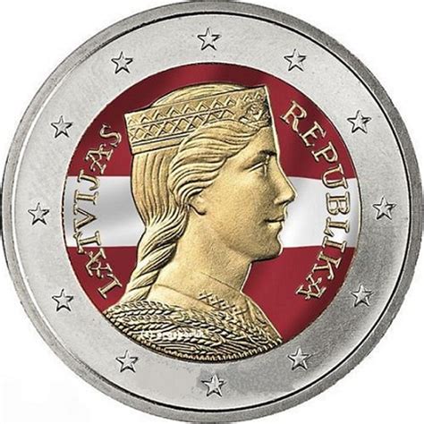 Latvia's bid to become the 18th country in the euro area won final approval from european union latvia will contribute 40 million euros ($51.4 million) a year for five years to the european stability. Colored Latvia 2 euro 2014 - Latvian maiden eur17161