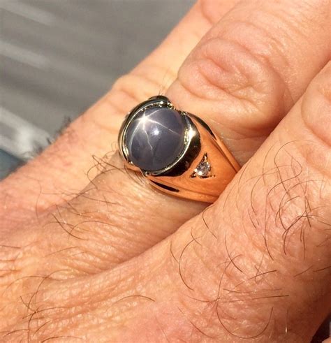 Customs services and international tracking provided. 18K .750 Yellow Gold Grayish Blue Natural Star Sapphire ...