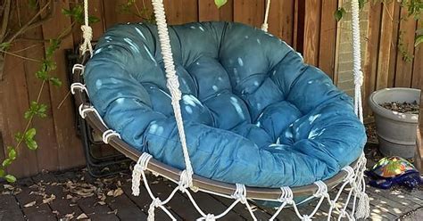 Buy papasan chairs and get the best deals at the lowest prices on ebay! DIY Hanging Papasan Chair From Old Mini Trampoline Frame | Hanging papasan chair, Diy hanging ...