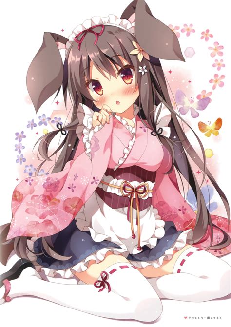 When characters have darker or lighter brown hair, they often absorb the traits of yellow or black. Wallpaper Anime Girl, Bunny Ears, Brown Hair, Japanese ...