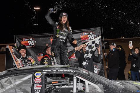 The winner of that race was red byron, who drove a modified ford to the winner's circle. All Access: Hailie Deegan's win at Las Vegas | NASCAR.com