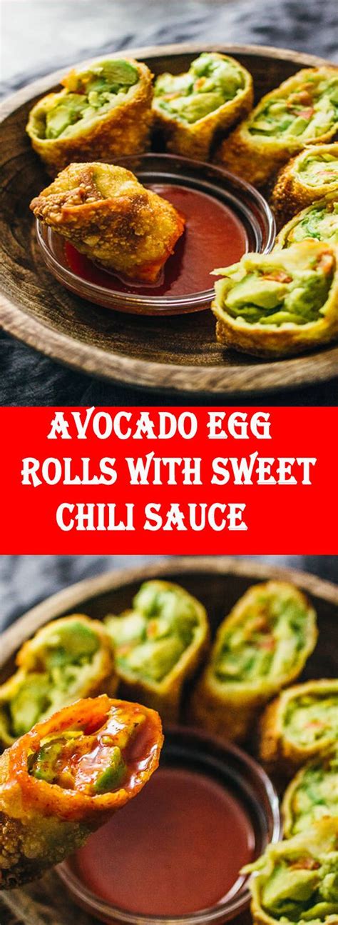 These avocado egg rolls are super quick and easy to make and are ready in under 20 minutes. Avocado egg rolls with sweet chili sauce | Easy cooking ...