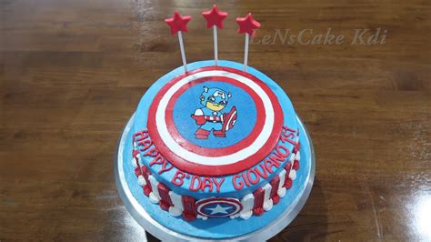 Silakan pesan kue ulang tahun anak dengan karakter lucu dari kami. Kue Tart Karakter Captain America | Resep Bunda Rumahan